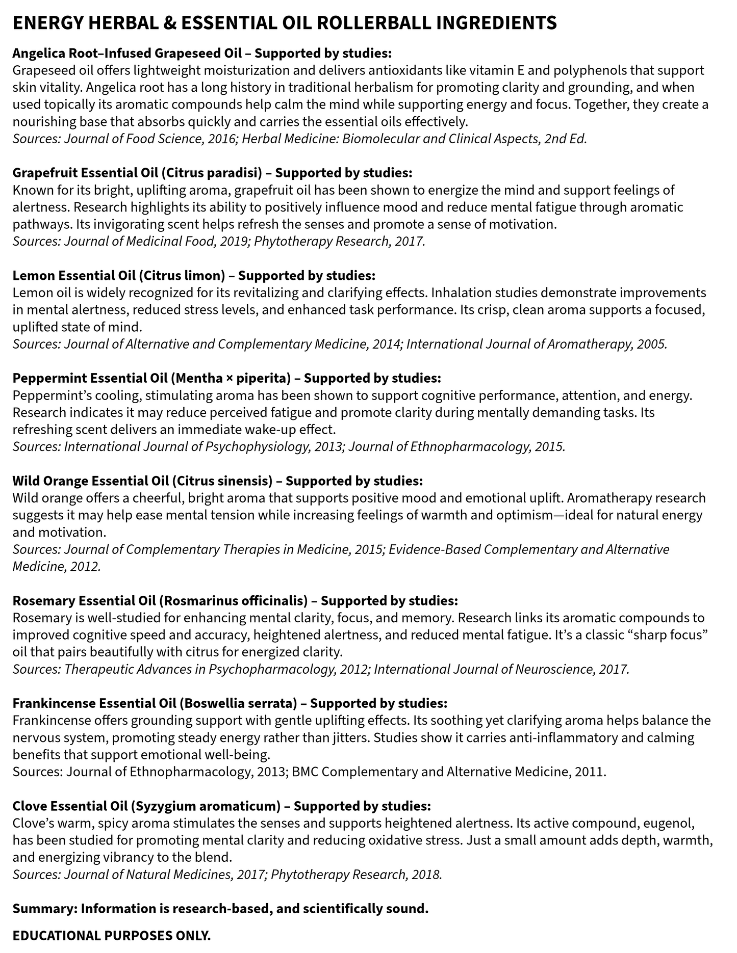 Energy Herbal & Essential Oil Rollerball