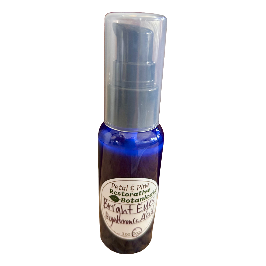 Bottle of 'Bright Eyes' product with a white cap on a white background