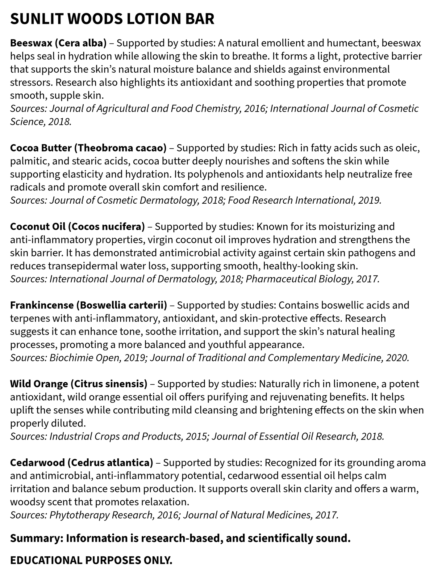 Sunlit Woods Lotion Bar