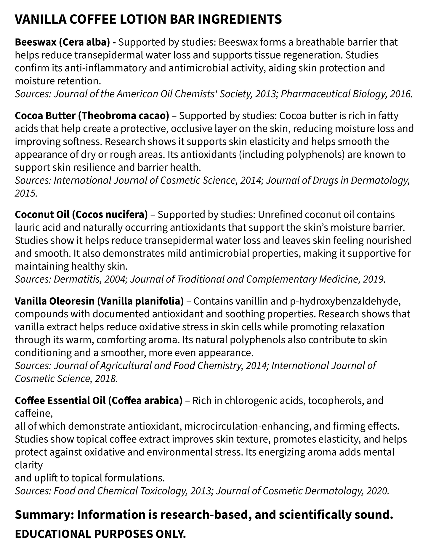 Vanilla Coffee Lotion Bar