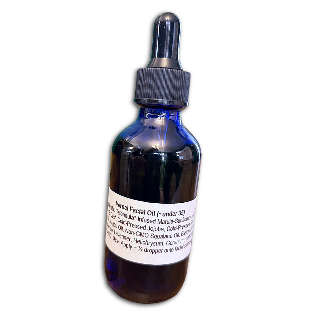 Bottle of Veral Facial Oil with a dropper on a white background