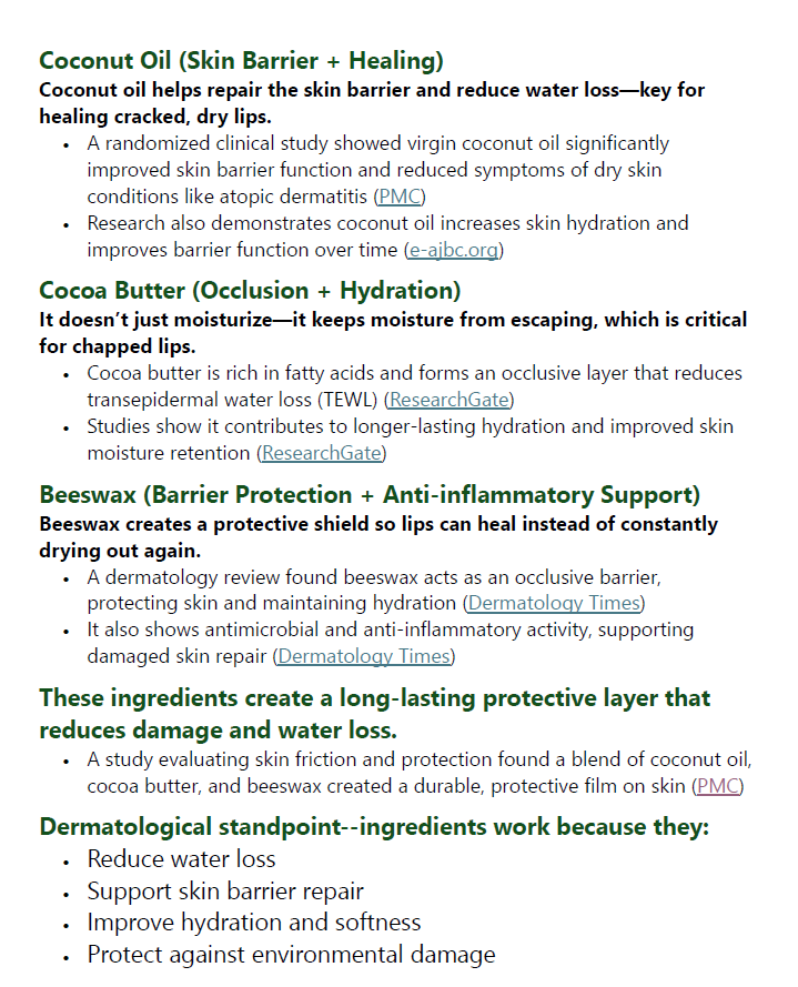 Scientific research on lip balm ingredients