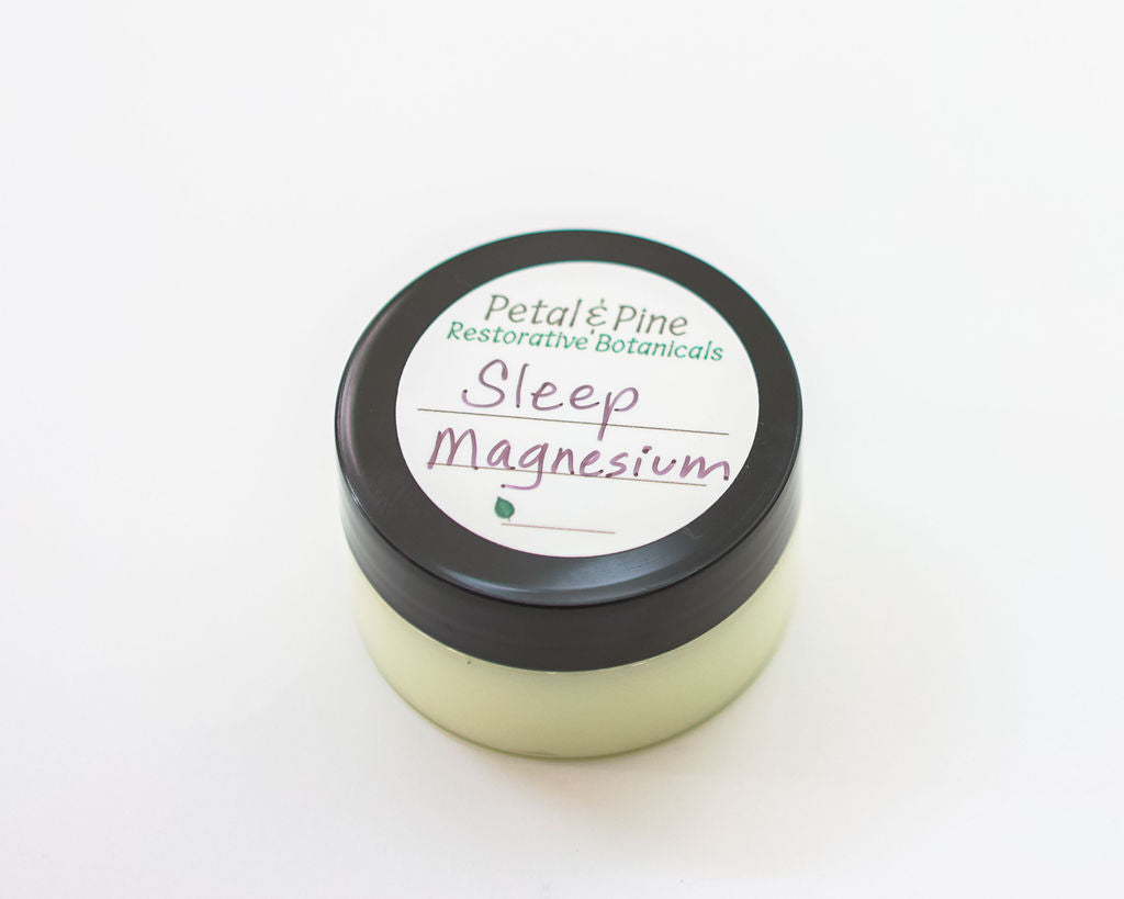 Jar of 'Sleep Magnesium' by Petal & Pine on a white background